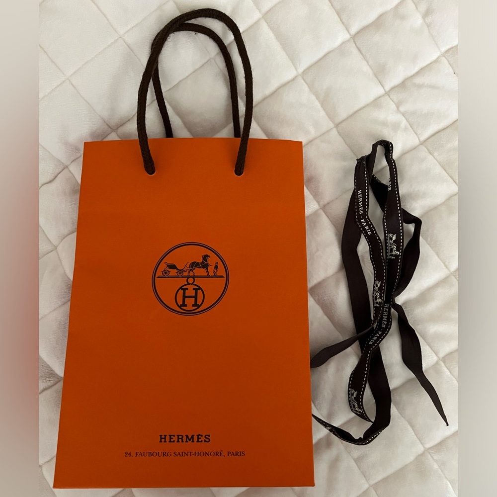 Hermes small shopping bag with ribbon